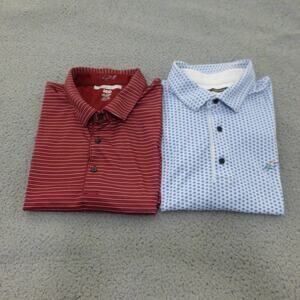Greg Norman Shirt Mens XXL Polo Lot of 2 Golf Striped Geometric Performance